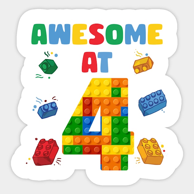 4 Year Old Building Blocks B-day Gift For Boys Kids Sticker by Los San Der